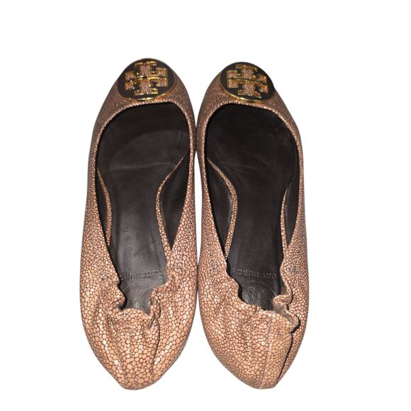 Tory Burch Reva Coconut Stingray Leather Flats - Picture 4 of 5